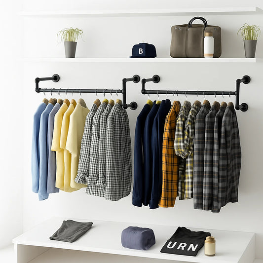 Iron Wall Mounted Clothes Rack Garment Display
