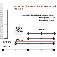 Industrial Iron Pipe Clothes Rail Vintage Wall Shelf
