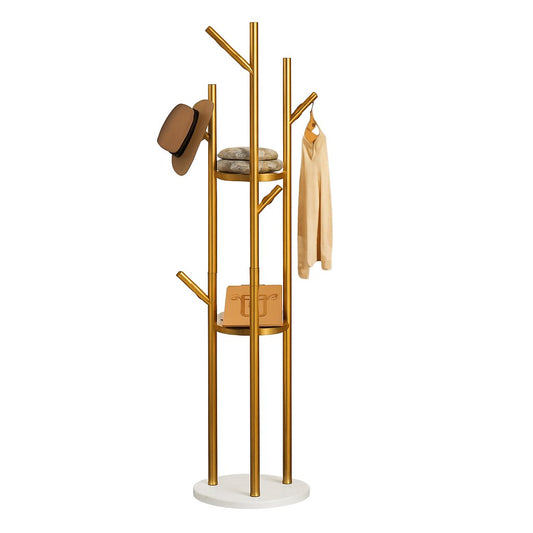 Marble & Metal Coat Rack Stand Heavy Duty