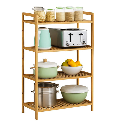 Bamboo 4 Tier Shelving Unit Kitchen Bedroom Bookshelf