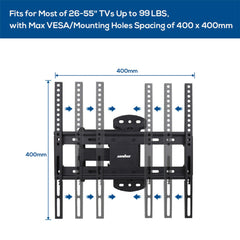 Full Motion TV Wall Mount Bracket 27-55 for Samsung TCL Hisense