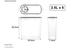 6PCS Food Storage Containers Kitchen Dry Pantry Organiser Airtight Lids