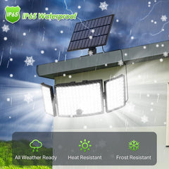 234 LED Solar Motion Sensor Light 5500K Cool Black Outdoor Security Flood Lamp