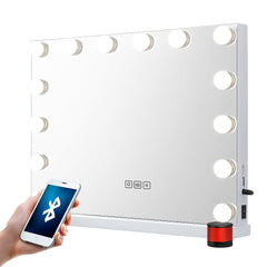 Hollywood LED Vanity Mirror Bluetooth Rectangle White Silver