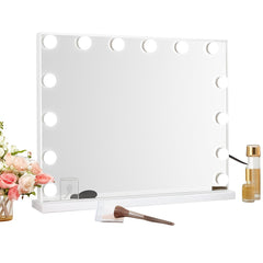 Hollywood LED Vanity Mirror Rectangle White Silver Wall Mirror