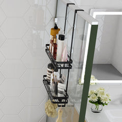 Black Aluminium Shower Caddy 74cm Hanging Storage Rack 35cm