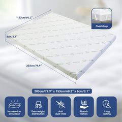 Queen Memory Foam Mattress Topper 7-Zone Bamboo Cover Breathable