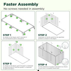Galvanised Steel Raised Garden Rectangle Bed 160x80x42cm No-Screw Oval