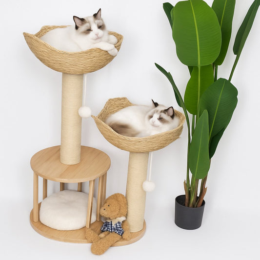Cat Tree Tower Large Scratching Post Condo Basket Activity Center