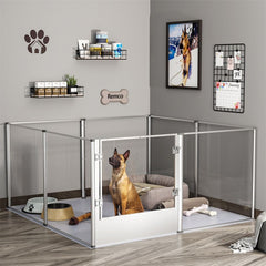 Large Acrylic Dog Playpen 163x102.5x80CM, 6 Panels