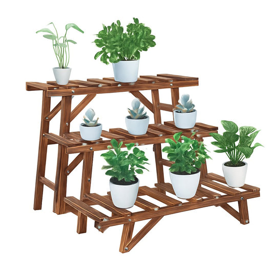 Pine Wood 3pcs Plant Stand Ladder Garden Flower Display