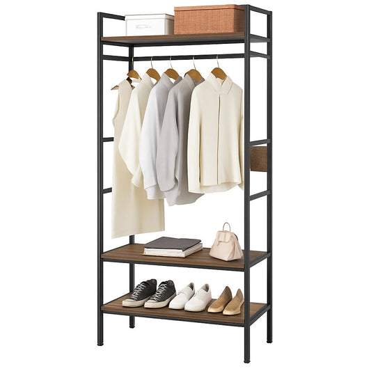 Heavy Duty Clothes Rack 3 Tiers MDF & Metal Iron Rail
