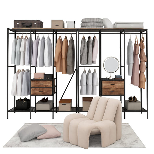 XXL Heavy Duty Wardrobe Closet w/ Shelf, Drawer & Rack