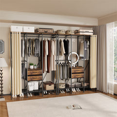 XXL Heavy Duty Wardrobe Closet w/ Shelf, Drawer & Rack