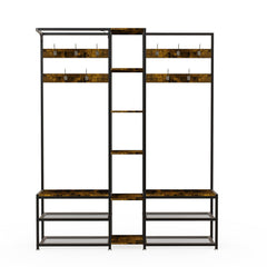 Corner Coat Stand with Shoe Bench Metal & MDF Organizer