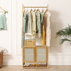 Bamboo Clothes Rack Coat Stand 168cm High Polish 53cm Length
