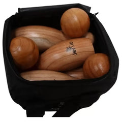 Natural Wooden Skittles Game Set with Carry Bag - 9 Hardwood Skittles (22cm) and 3 Wooden Balls (7cm)