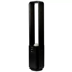 Black Bladeless Fan with Air Purifier, Oscillating, LED Display, Remote Control, 12 Speeds, 3 Modes