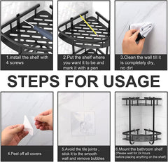 2 Pack Aluminum Adhesive Shower Caddy Corner Shelf Storage Rack for Bathroom