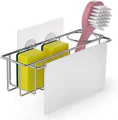 3-in-1 Adhesive Stainless Steel Sink Caddy Organizer Storage for Kitchen Rustproof