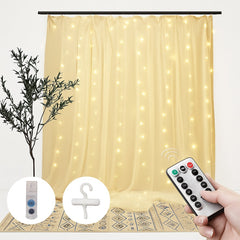 300 LEDs Window Curtain Fairy Lights 8 Modes and Remote Control for Bedroom (Warm White, 300 x 300cm)