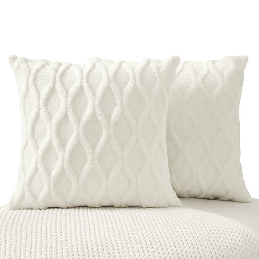 2 Pack Decorative Boho Throw Pillow Covers 45 x 45 cm (White)