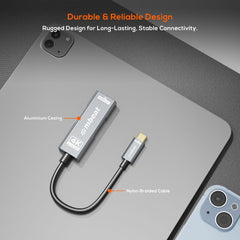 mbeat Tough Link USB-C to HDMI Adapter with 100W PD - Space Grey