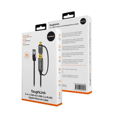 mbeat Tough Link 2m USB & USB-C to RJ45 Ethernet Cable - Space Grey