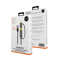 mbeat Tough Link 3m USB & USB-C to RJ45 Ethernet Cable - Space Grey