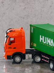 1:18 Scale 9-Channel Alloy Remote Control Container Truck with Lights & Sound for Indoor Play