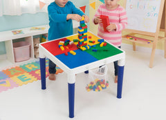 Children's 2-in-1 Building Blocks Table & Chairs Set w/ 100 Blocks