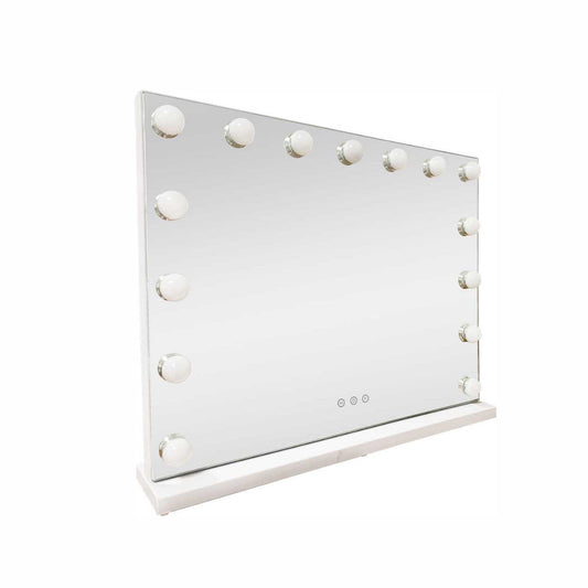 LED Beauty Mirror with 15 Bulbs, Colour Settings, USB A and USB C, White, 58 × 48cm