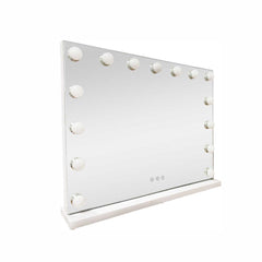 LED Beauty Mirror with 15 Bulbs, Colour Settings, USB A and USB C, White, 58 × 48cm