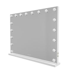 LED Beauty Mirror with 18 Bulbs, Colour Settings, USB A and USB C, White, 80 x 62cm