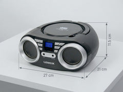 Portable CD Player (Black) 4W Speaker with FM Radio & AUX In