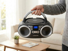 Portable CD Player (Black) 4W Speaker with FM Radio & AUX In