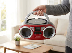 Portable CD Player (Red) 4W Speaker with FM Radio & AUX In