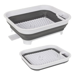 Collapsible Dish Rack with Utensil Section Space-Saving Drying Rack for Compact Kitchens & Camping