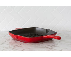 Enamelled Cast Iron Square Grill Pan (44 x 30 x 4.7 cm) - Red