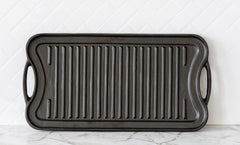 Oil-seasoned Ready to use 50.7x25.8cm Reversible Cast Iron Grill - Black