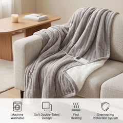 Heated Throw Blanket, Soft Double-Sided Fleece with Adjustable Heat Settings