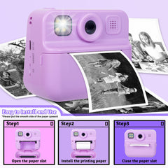 Kids 48MP Instant Print Camera with Dual Lens and 1080P HD Video