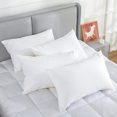 100 Percent Cotton Pillow Cover with 800g Poly Fill, Hypoallergenic, Antibacterial, and Cooling Technology 4 PK