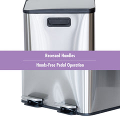 Stainless Steel Dual Compartment (30L each Section) Pedal Operation Rubbish Bin