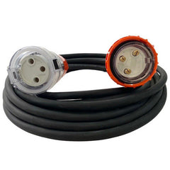 32 Amp 5m 3 Pin Extension Lead Single Phase 250V Rubber Cable Male/Female Plug