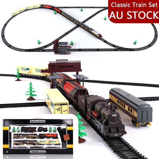 Electric Large Classic Train Set Rail Track Carriages Kids Vehicle Toy Gift