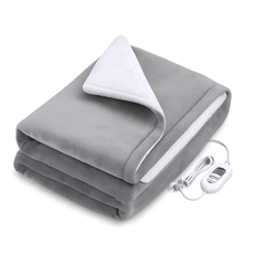 Double-side Flannel Heated Electric Throw Blanket Fast Heating Warm Washable gray
