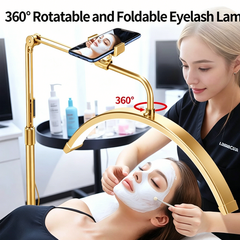 Half Moon Floor Fill Lamp for Salon Tattoo Eyelash Makeup Beauty LED Lash Light Gold