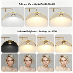 Half Moon Floor Fill Lamp for Salon Tattoo Eyelash Makeup Beauty LED Lash Light Gold