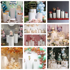 5pcs Metal Round Plinth Cylinder Pedestal Stand Wedding Decoration Cake Flower
